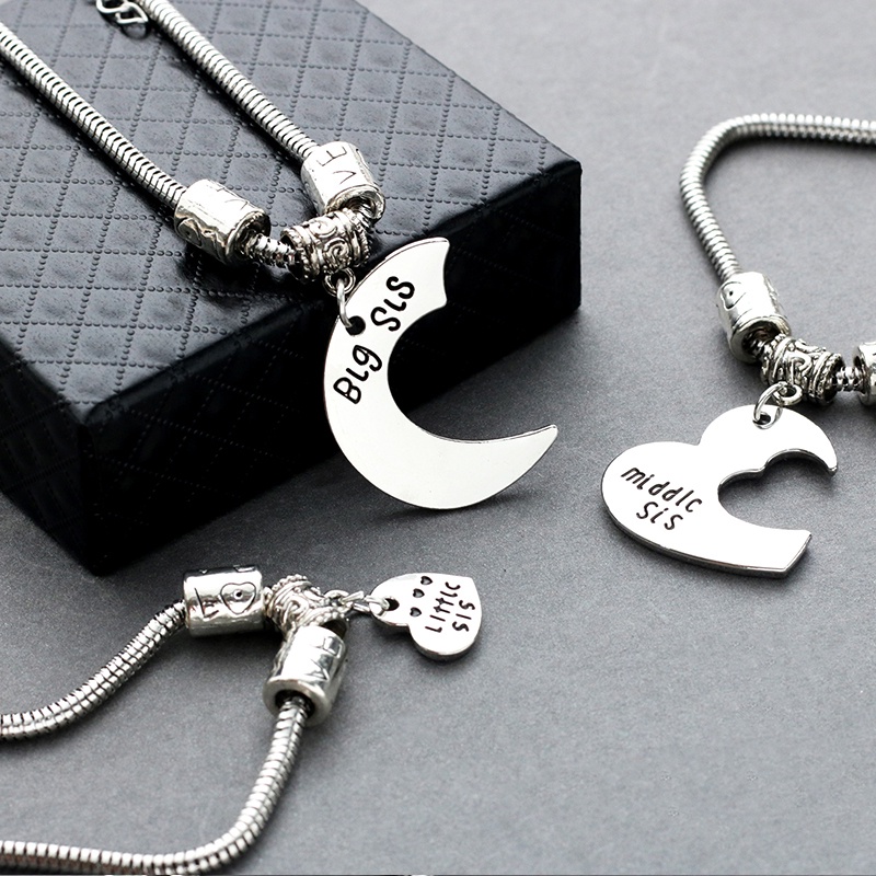 Set 3 Vòng Tay Tình Bạn Mặt Trăng Và Trái Tim