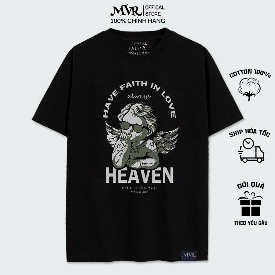 Áo Thun Cotton Thiên Thần Tatoo Heaven Have Faith In Love Mvr Unisex Nam Nữ Vải Dầy Hiphop Streetstyle