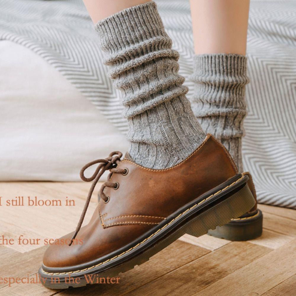 AROMA Đôi Vớ Len Dày Mềm Thoáng Khí Màu Trơn Thời Trang Cho Nữ