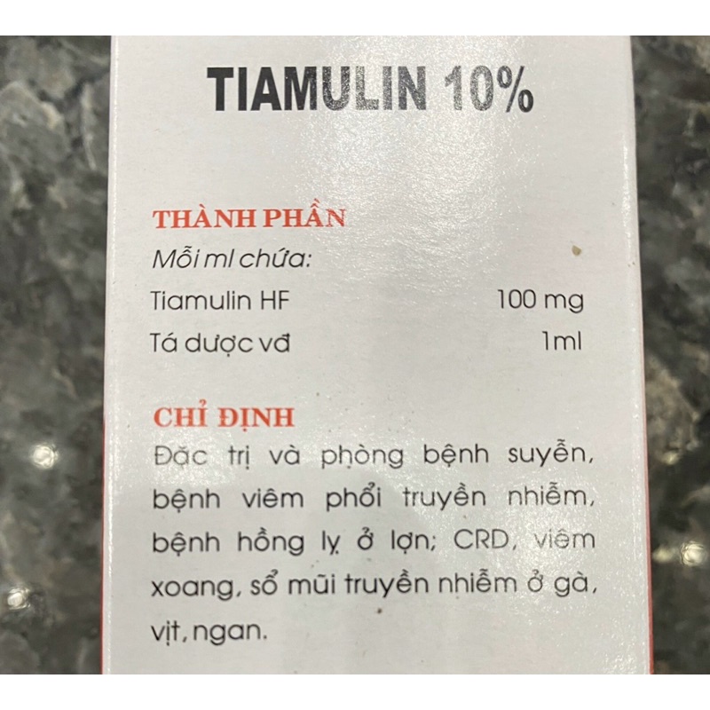 1 lọ TIAMULIN 10% 100ml dùng cho trâu bò lợn gà
