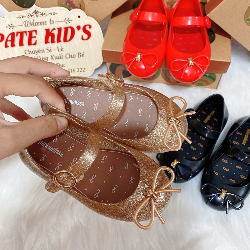 Giầy bệt nơ mảnh nhựa mềm thơm melisa cho bé gái từ 2-7 tuổi siêu xinh