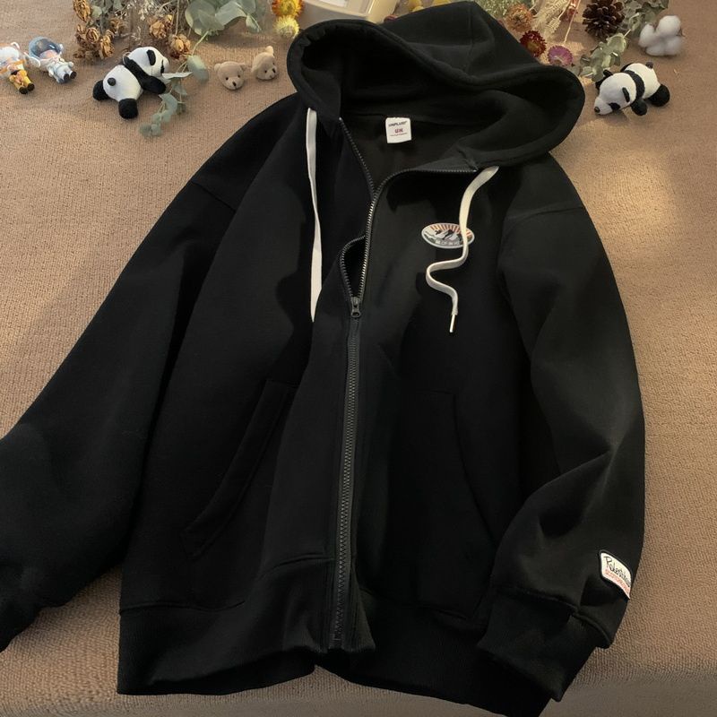 Áo Khoác Bóng Chày Có Mũ Lót Lông Cừu Dày Dặn Thời Trang Thu Đông Phong Cách Mỹ