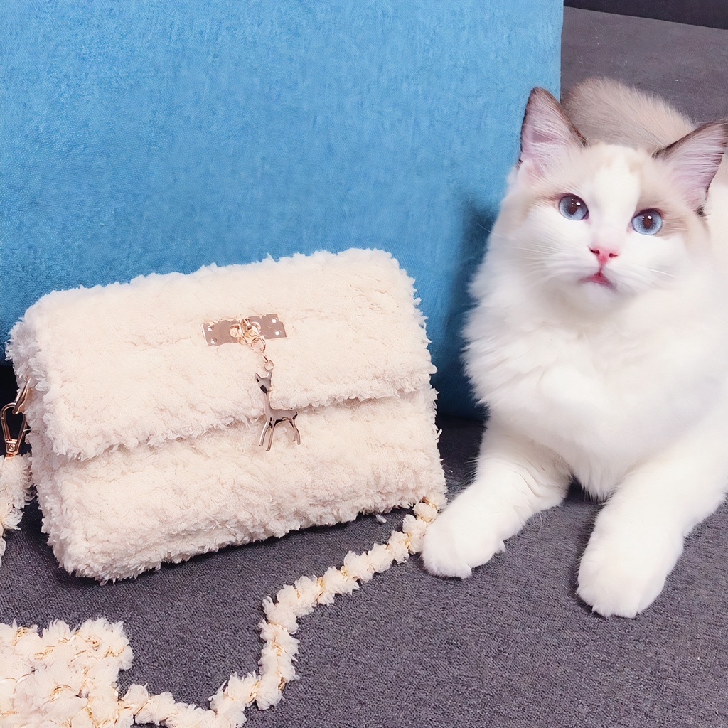 Túi handmade tự đan, túi đeo chéo len xù phong cách đơn giản cá tính - Có video hướng dẫn DIY201