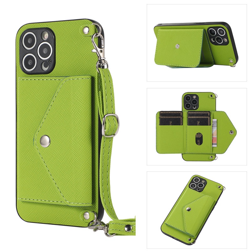 Ốp Điện Thoại Dạng Ví Đeo Vai Đựng Thẻ Đa Năng Sang Trọng Cho iPhone 14 13 12 11 Pro Max