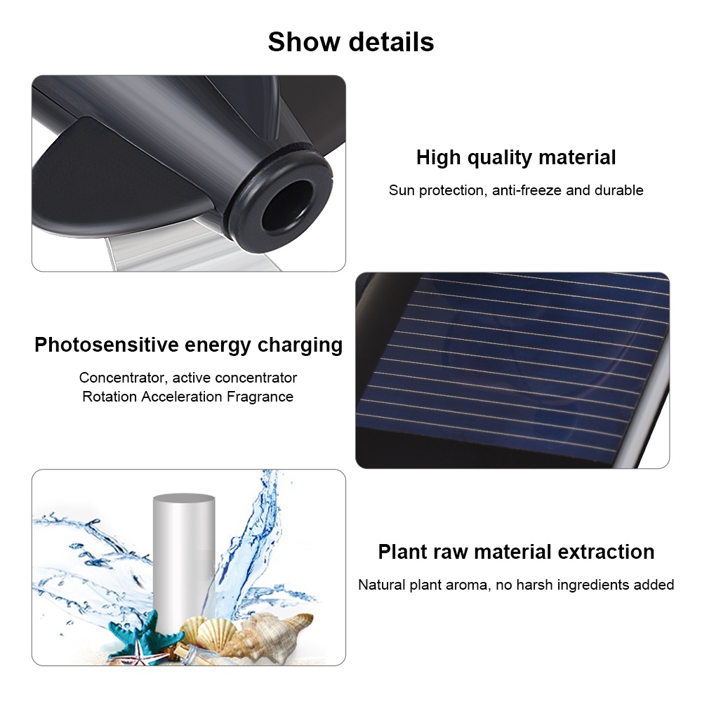 Bộ dụng cụ khuếch tán hương thơm PECHAM gắn điều hòa xe hơi sử dụng năng lượng mặt trời | BigBuy360 - bigbuy360.vn
