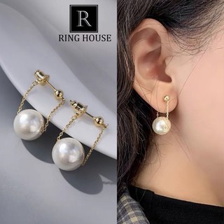 (Chuôi Bạc 925) Bông Tai Khuyên Tai Nữ Dự Tiệc Đơn Giản Hạt Trai Xinh Sang