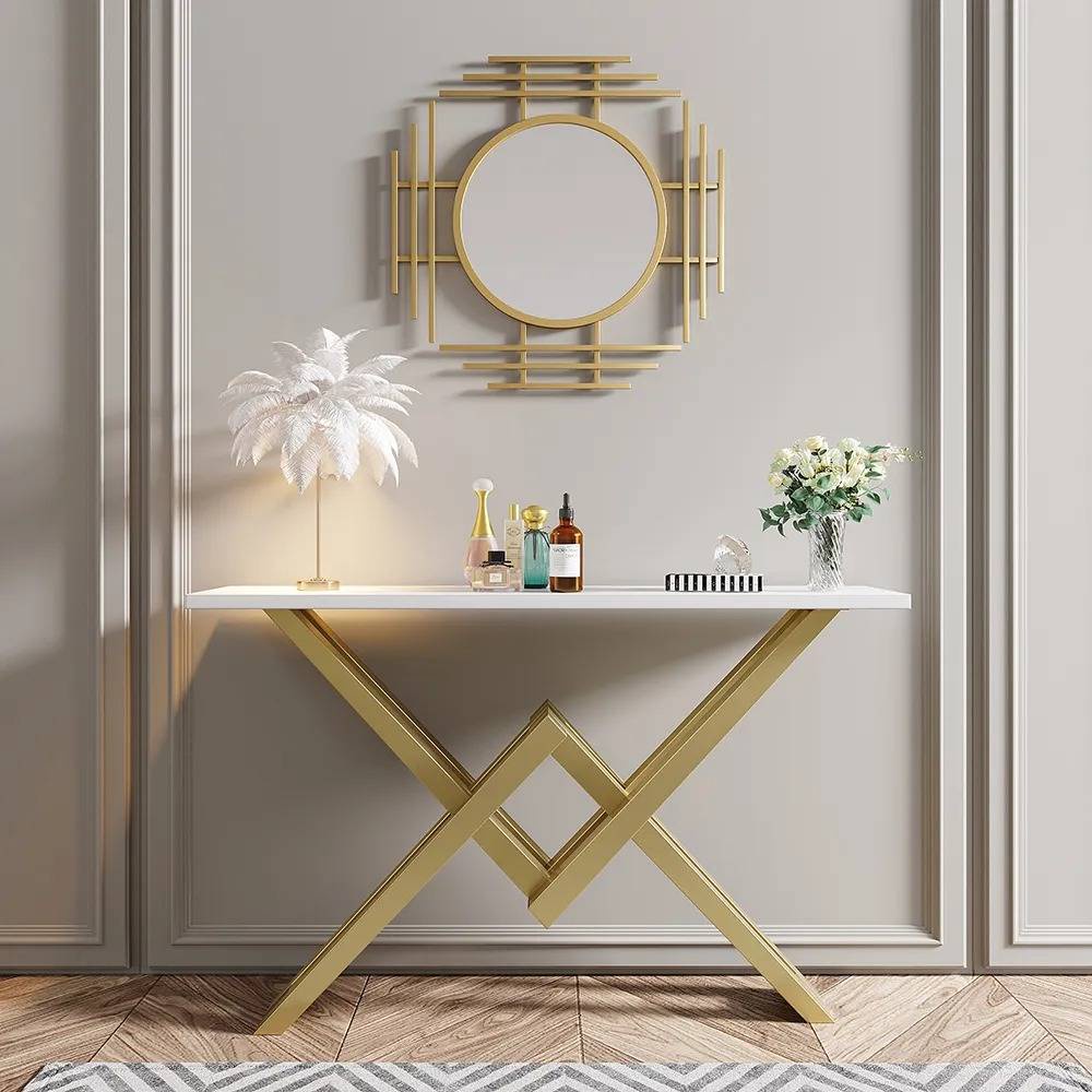 Bàn console trang trí phòng khách hiện đại IBIE AK034 khung sắt sơn tĩnh điện, mặt gỗ MDF, tùy chọn màu sắc