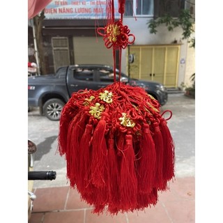 Dây kết đồng tâm/ dây treo tua dua đỏ trang trí tết