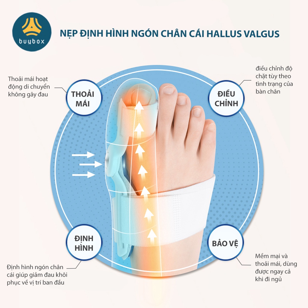 Vớ chỉnh hình ngón chân cái bị vẹo Hallux Valgus, giảm viêm bao dịch gây đau ngón chân cái - Buybox- BBPK280