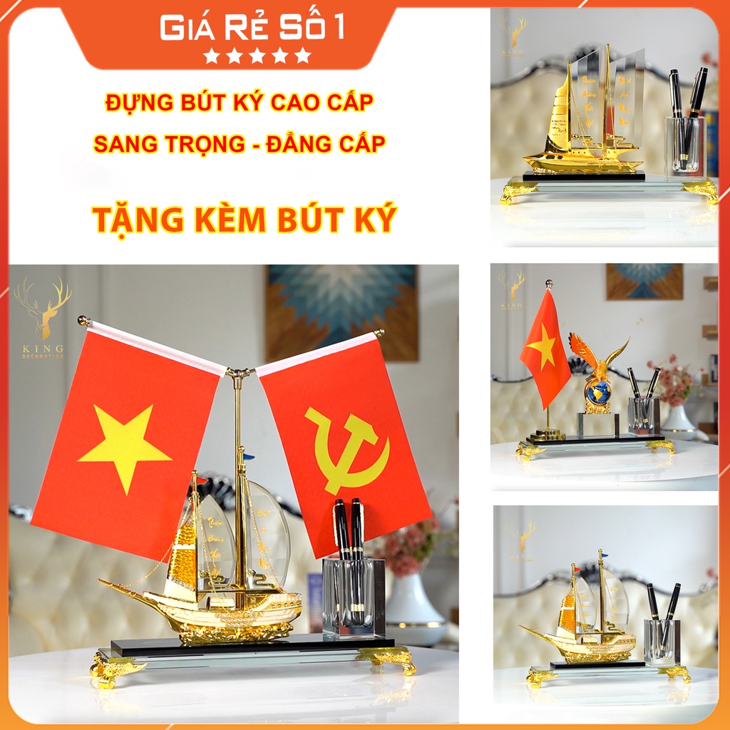Hộp Đựng Bút Doanh Nhân Để Bàn Làm Việc, Chất Liệu Đồng Mạ Vàng, Pha Lê K9 Cao Cấp, Hộp Bút Để Bàn, Quà Tặng Doanh Nhân