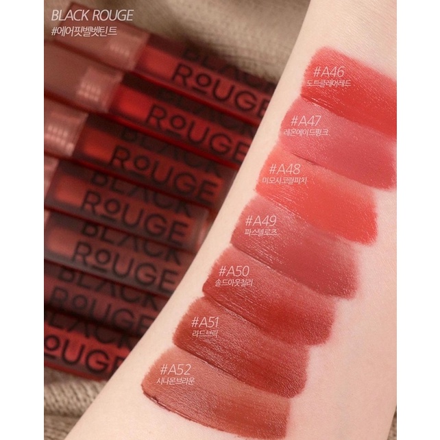 Son kem Black Rouge Air Fit Velvet Tint Ver.9 Acoustic Mood màu A46 A47 A48 A49 A50 A51 A52