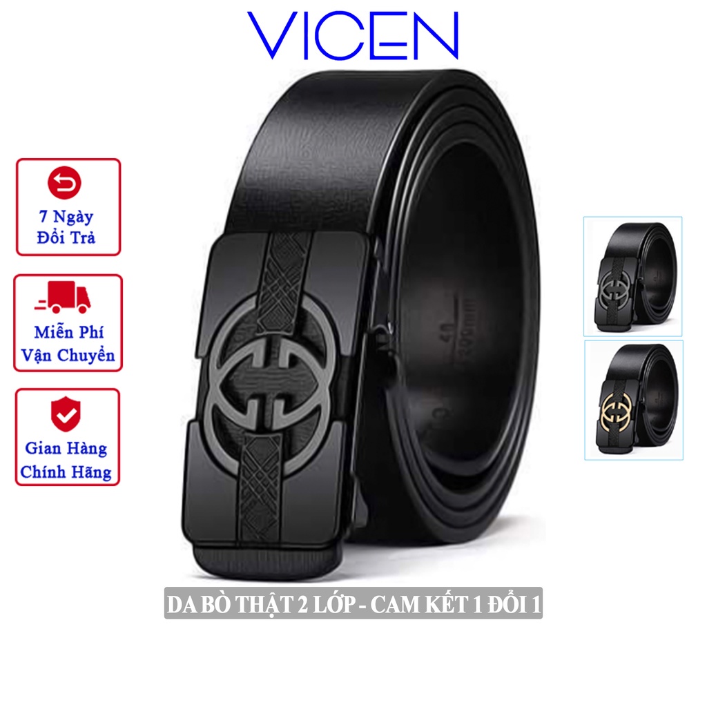 Thắt Lưng Da Nam VICENZO Da Bò Thật Hai Lớp Cao Cấp Khóa Hợp Kim Chống Rỉ Dây Luồn Trong Mã KL17/KL22 *