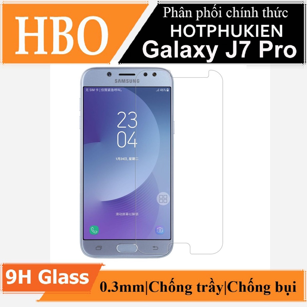 Miếng dán kính cường lực dành cho Samsung Galaxy J7 Pro hiệu HOTCASE HBO (9H, mỏng 0.3mm, vát 2.5D, độ trong HD)