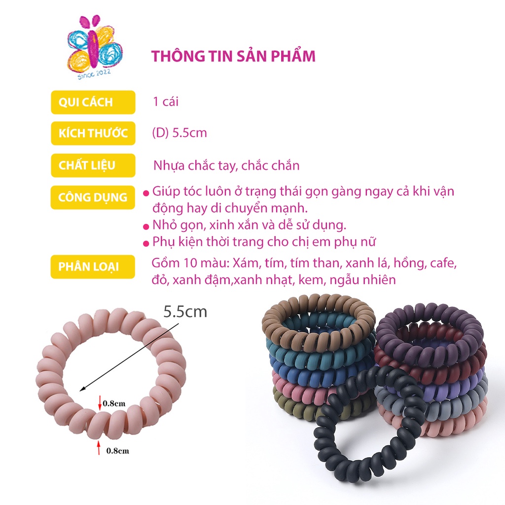 Thun buộc tóc lò xo chất liệu nhựa màu sắc mờ nhám chắc chắn với màu sắc phong cách Hàn Quốc - hqunh303 - H19