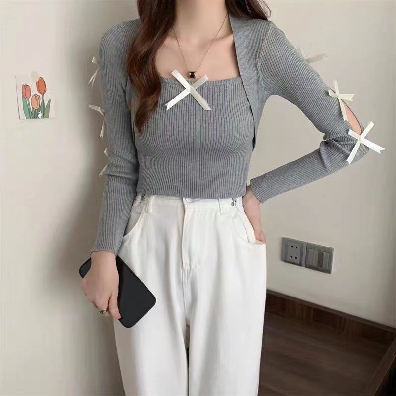 Áo Len Tay Dài Cổ Vuông Thời Trang Dành Cho Nữ