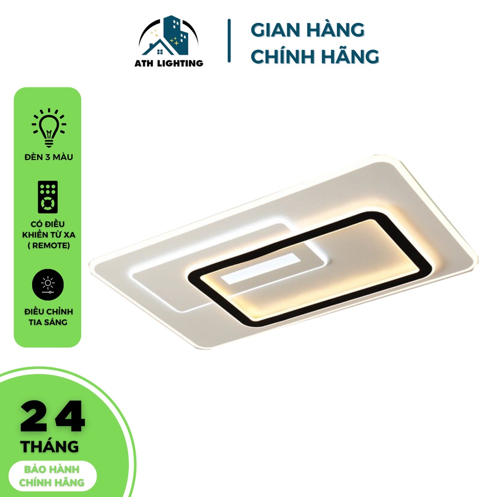 Đèn ốp trần phòng khách thế hệ mới, loại đèn trần có thể chuyển 3 màu có thể điều chỉnh độ sáng bằng điều khiển từ xa