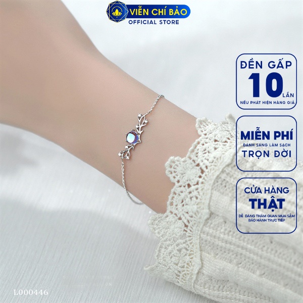 Lắc tay họa tiết đá mặt trăng chất liệu bạc Thái 925 thời trang phụ kiện trang sức nữ Viễn Chí Bảo L000446