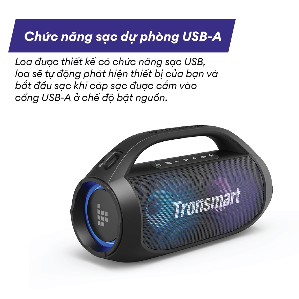 Loa Bluetooth 5. di động TRONSMART BANG SE – Đèn LED - Công suất 40W - Chống nước IPX6 - Hàng chính hãng - Bảo hành 12