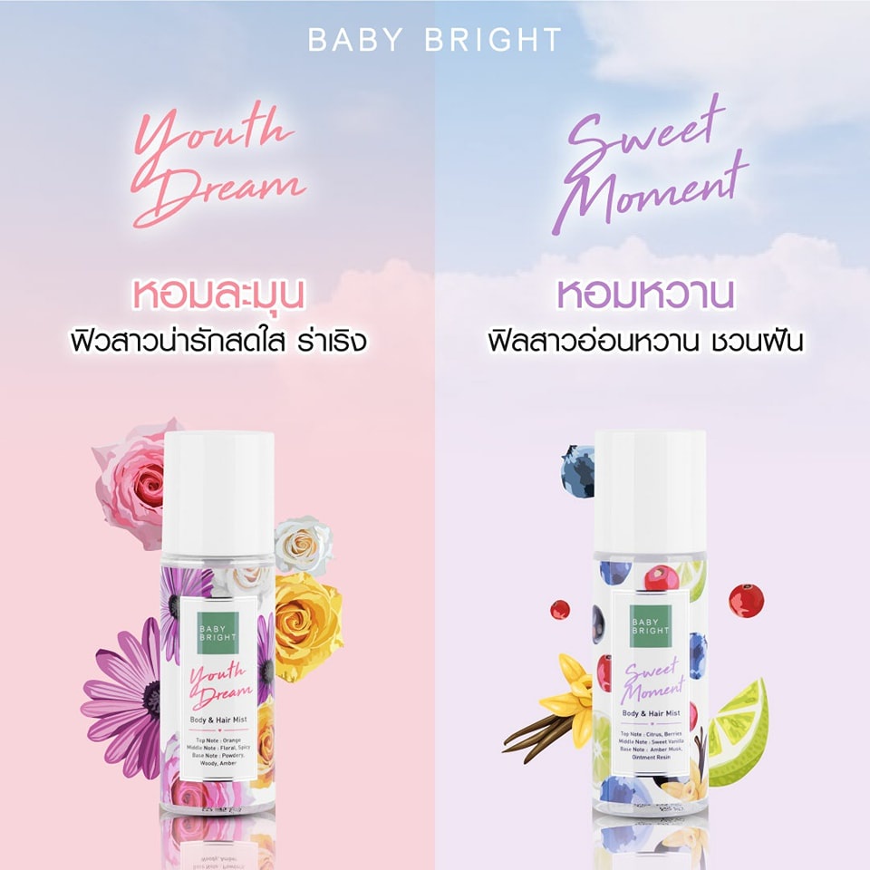 Xịt Thơm Baby Bright dành Cho Da Và Tóc Hương Thơm Dịu Baby Bright Body And Hair Mist 50ml
