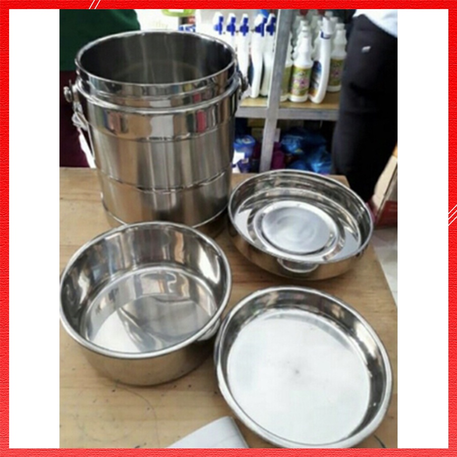Cặp Lồng Giữ Nhiệt Nắp Bát Chất Liệu Inox 304 Dày Bền Bỉ Lồng Cơm Giữ Nhiệt Thiết Kế 3 Tầng Cao Cấp Dung Tích 1,4-2 Lít