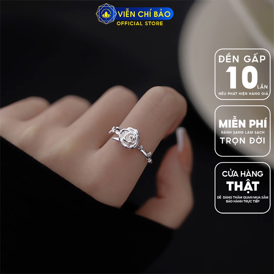 Nhẫn bạc nữ hoa hồng cách điệu chất liệu bạc 925 thời trang phụ kiện trang sức Viễn Chí Bảo N000810
