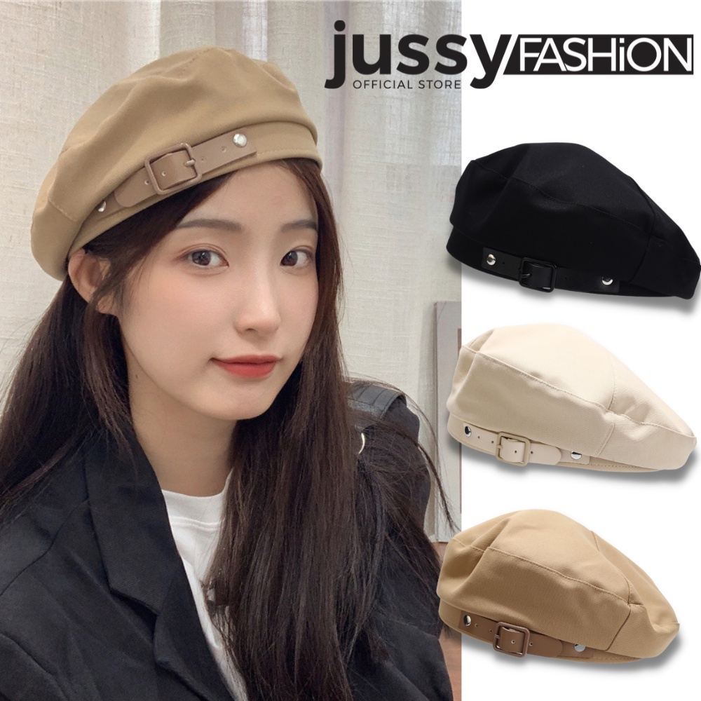 Mũ Nồi Khóa Da Quảng Châu Vintage Jussy Oficial Kiểu Mũ Beret Nữ Chất Vải Nỉ 2 Lớp Phong Cách Hàn Quốc