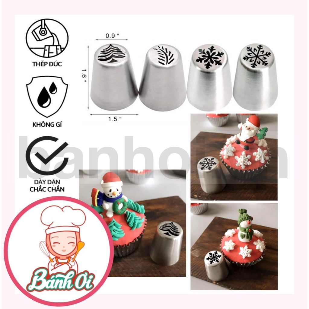 Set 4 đui bắt kem, đuôi bắt kem, chui bắt kem 3D họa tiết giáng sinh