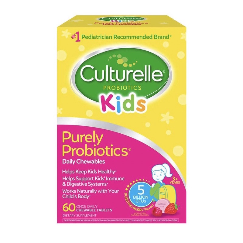 [Hàng Mỹ đi Air Đủ Bill] Men vi sinh Culturelle Daily Probiotics Kids Chewables cho bé từ 3-12 tuổi