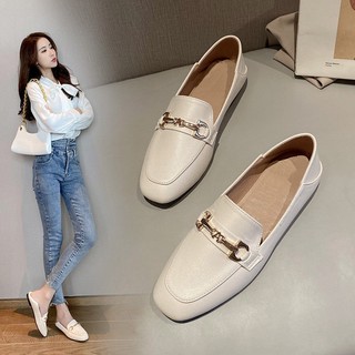 Giày lười da thật đế mềm chống trượt phong cách anh quốc thời trang cho nữ