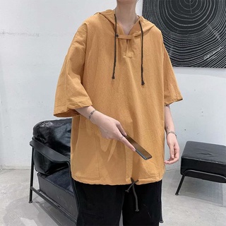 Áo Hoodie Tay Ngắn Dáng Rộng Kiểu Dây Rút Phong Cách Harajuku Hàn Quốc Thời Trang Mùa Hè Cho Nam & Qu3 / X80 / X91New / X903