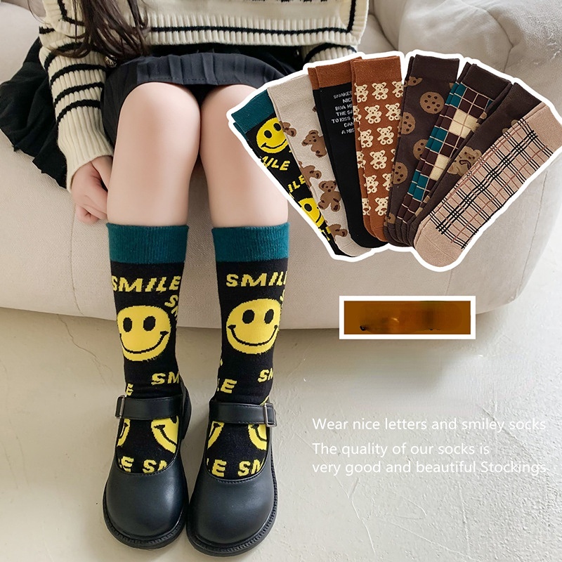 Vớ Dài Ngang Bắp Chân In Họa Tiết Hoạt Hình Phong Cách Hàn Quốc Cho Bé Trai Và Gái