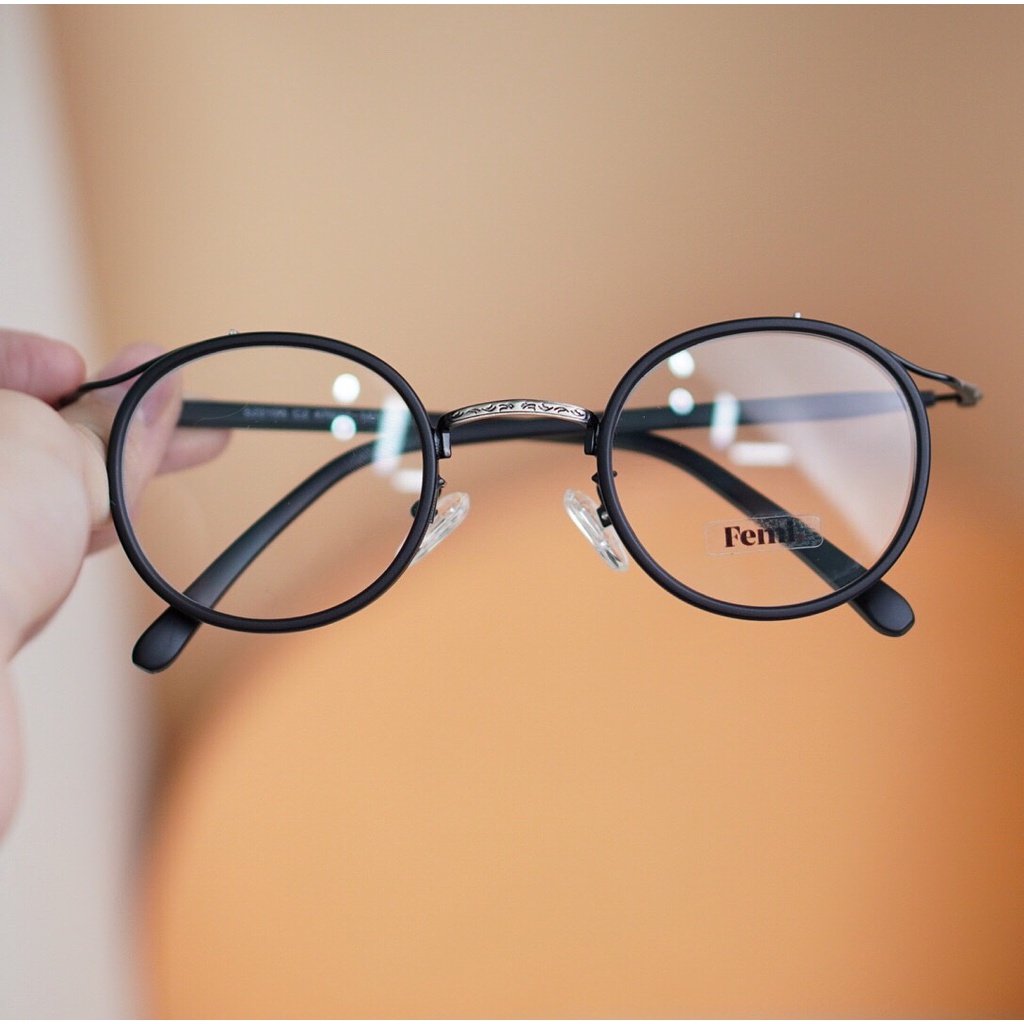 Gọng kính tròn nam Femi Sato phong cách Retro mắt kính cận tròn kim loại