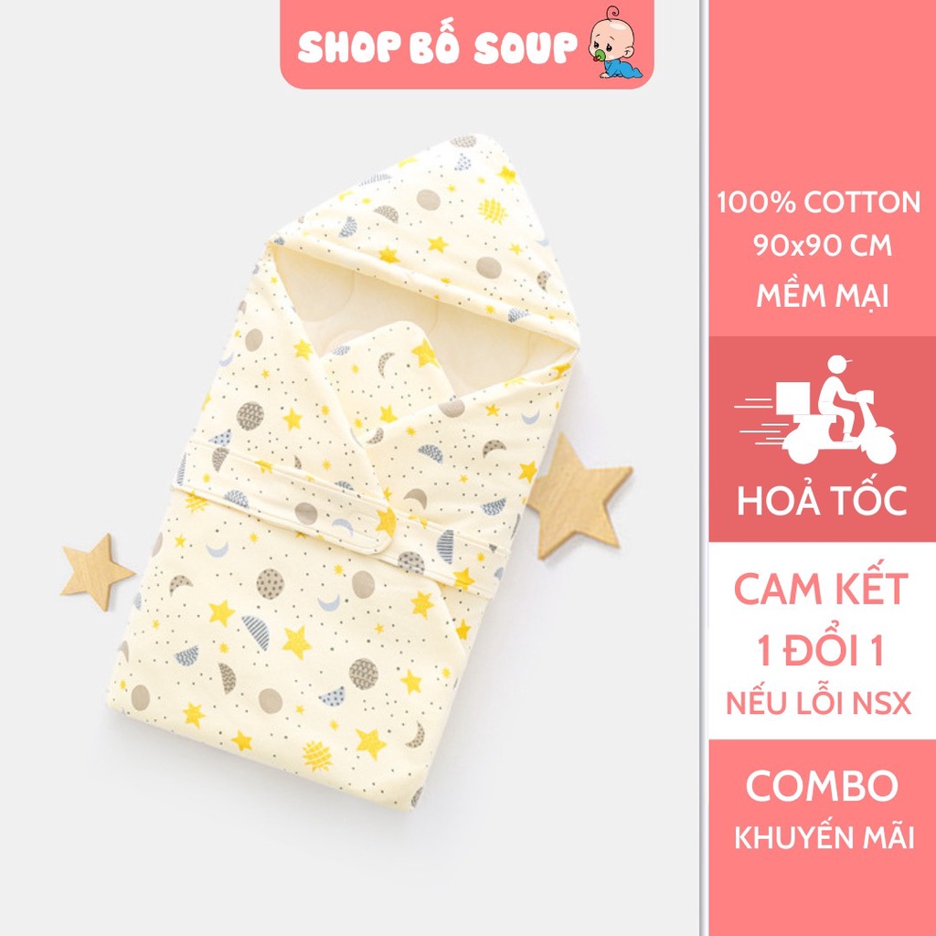 Chăn ủ trần bông cho bé họa tiết dễ thương.