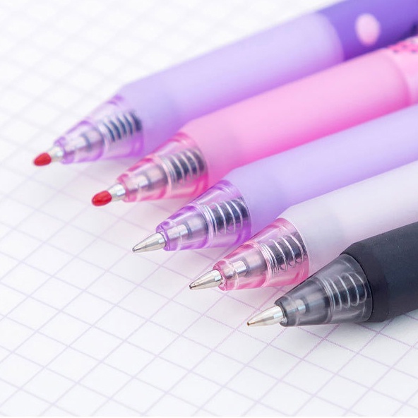 Bút Mực Gel Mực Đen Họa Tiết Hoạt Hình Dễ Thương Có Thể Thu Gọn Cho Học Sinh