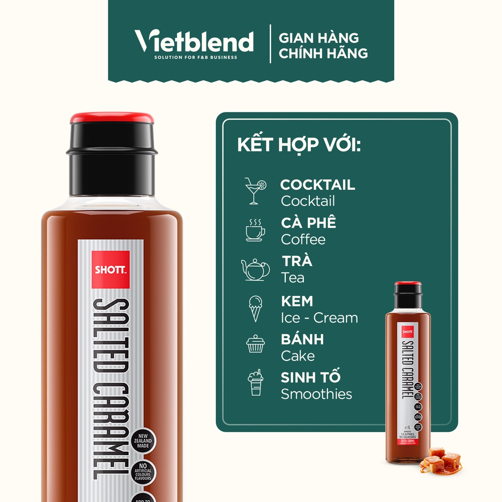 Syrup SHOTT vị Caramel Muối chai 1L