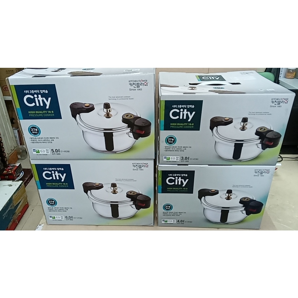 Nồi áp suất Hàn Quốc Kitchen Flower City 3 lít, 4 lít, 5 lít, 6 lít- Hàng chính hãng