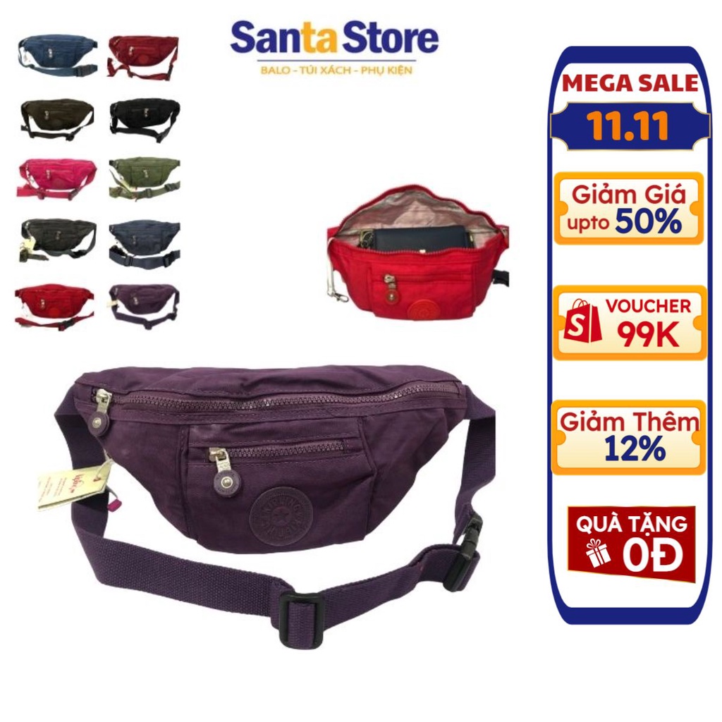 Túi bao tử đeo bụng Kipling KL1806 thời trang nam nữ vải dù nhỏ xinh đẹp đựng điện thoại, ví tiền đi chơi SANTA STORE