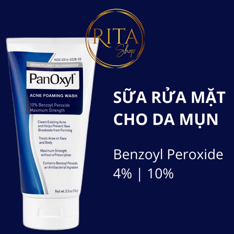 Sữa rửa mặt giảm mụn Panoxyl Creamy Acne Wash 4% - Foaming Acne Wash 10% Benzoyl Peroxide