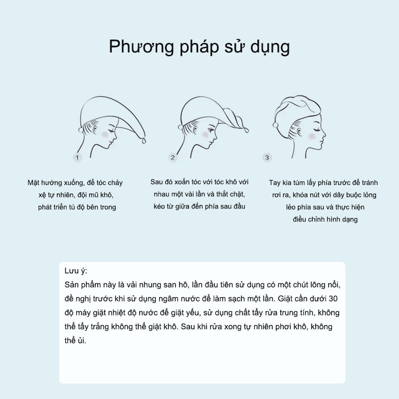 Sinmire Mũ Lông Cừu San Hô Hai Mặt Dày Dặn Hút Nước Nhanh Khô Không Xơ Vải