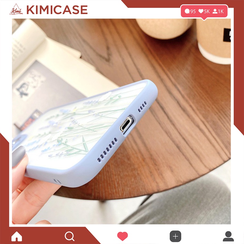 Ốp lưng Xiaomi Redmi 7 8 9 9A 9C 9T 10 10C Mi 11T Pro 5g 11 Lite 5G NE 11T PocoX3 NFC Pro dẻo vuông bảo vệ camera hoa lá