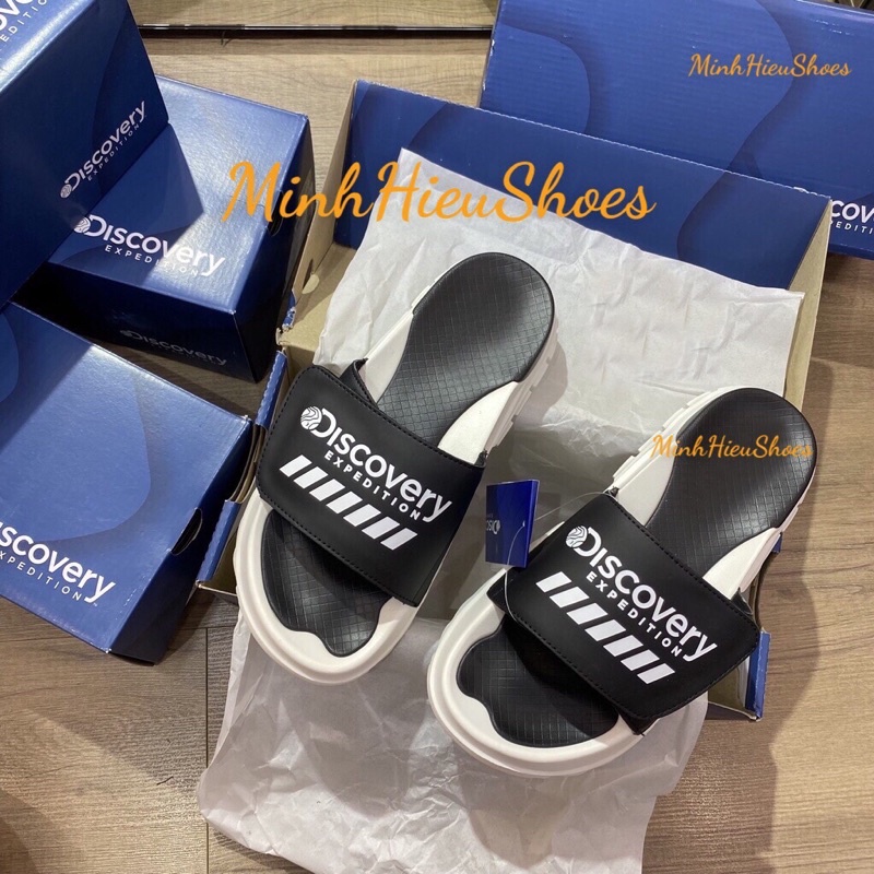 Dép discovery màu trắng đen quai dán xé cao cấp trắng đen 00577