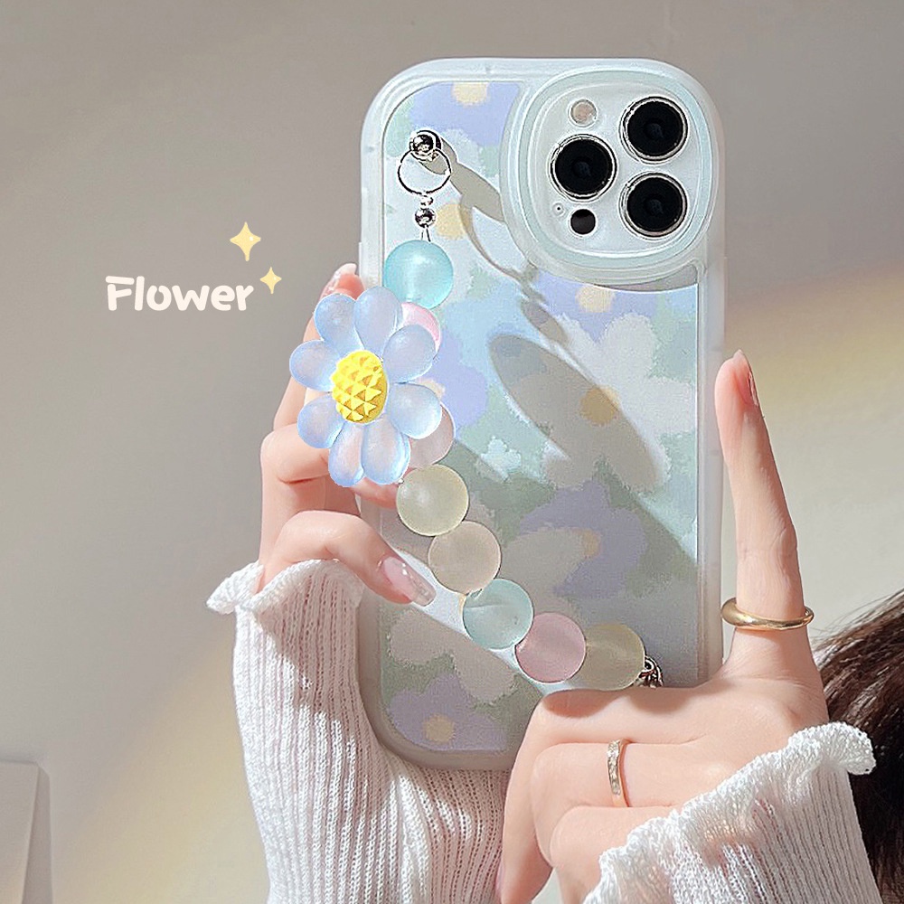 Ốp Điện Thoại Dẻo Họa Tiết Hoa Sang Trọng Kèm Vòng Đeo Tay Cho Iphone14 12 13promax 11 XS 78P