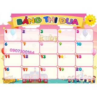 Decal Bảng thi đua cá nhân - Đồ dùng dạy học Ruby