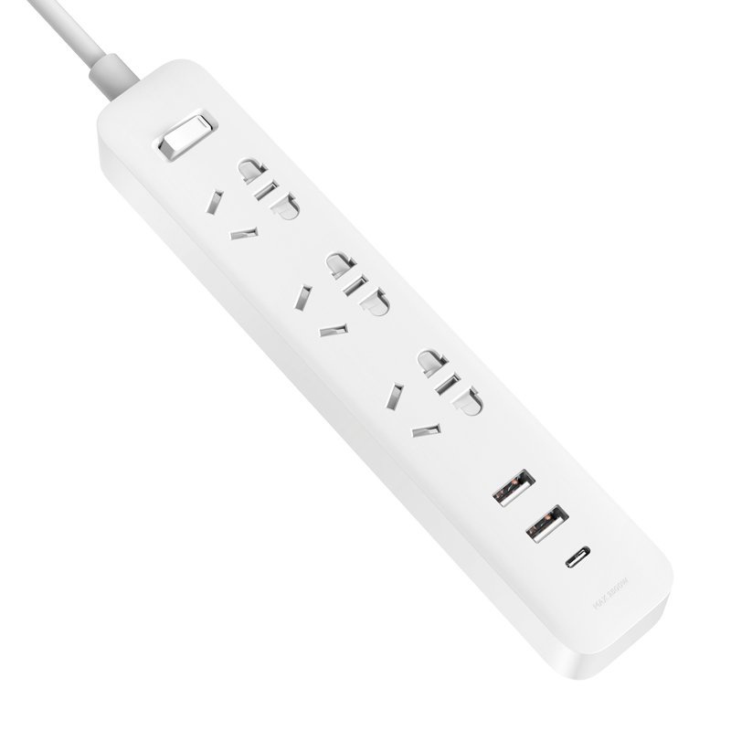 (Tặng 1 phích chuyển đổi) Ổ cắm điện Xiaomi tích hợp sạc nhanh 2 USB 1 Type C XMCXB05QM Power Strip (Trắng)