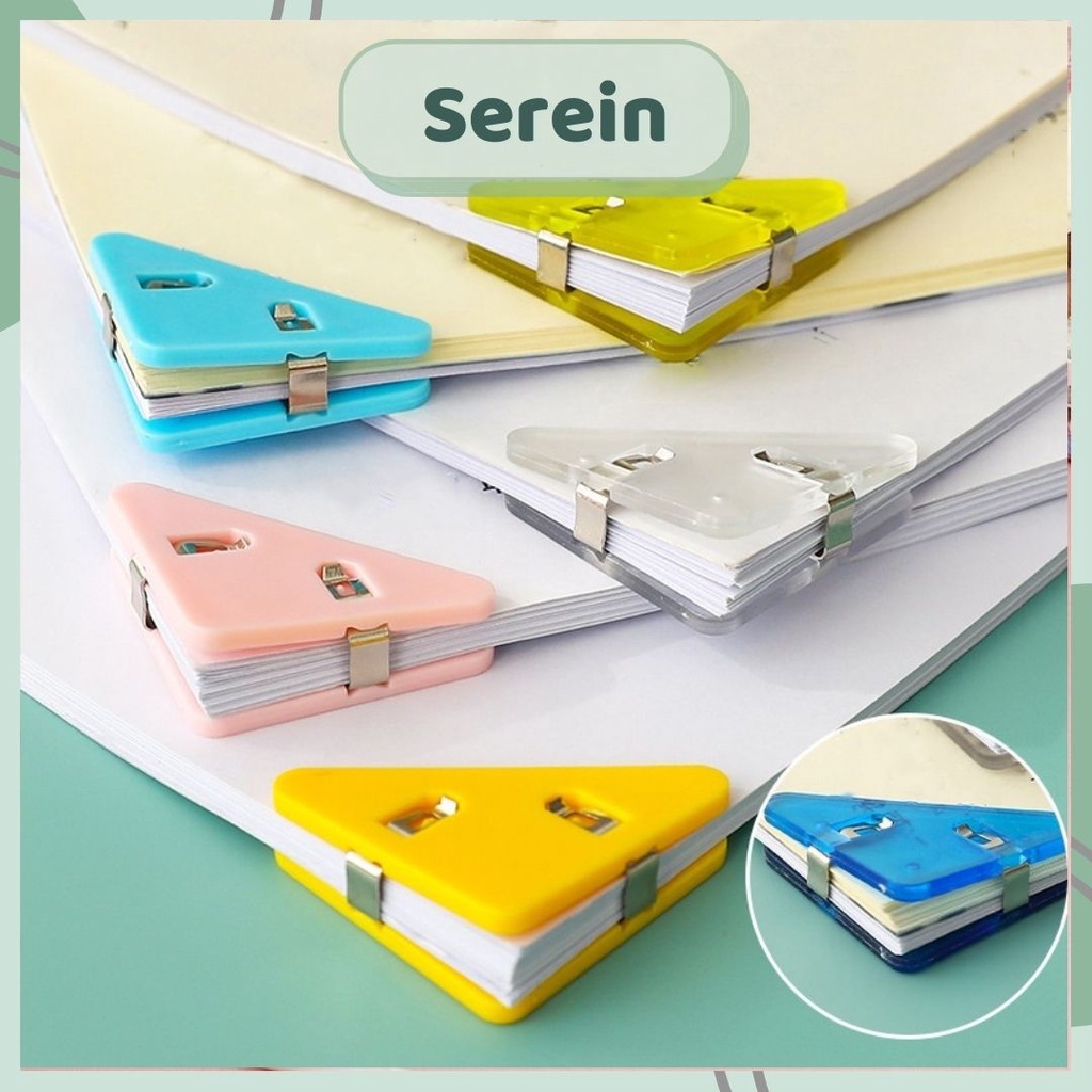 Kẹp tài liệu hình tam giác SEREIN ghim kẹp giấy nhiều màu pastel cute văn phòng phẩm phong cách Hàn Quốc
