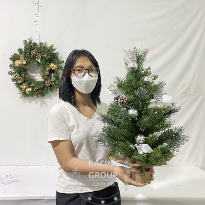 Cây Thông Noel Mini 60cm 3 loại lá tông bạc để bàn làm việc,kệ tivi.... Trang Trí Noel Giáng Sinh Hàng Việt Nam cao cấp