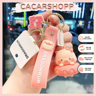 Móc khoá heo con mặc váy bánh donut màu hồng kiểu dáng tùy chọn làm quà tặng cho túi xách bạn bè