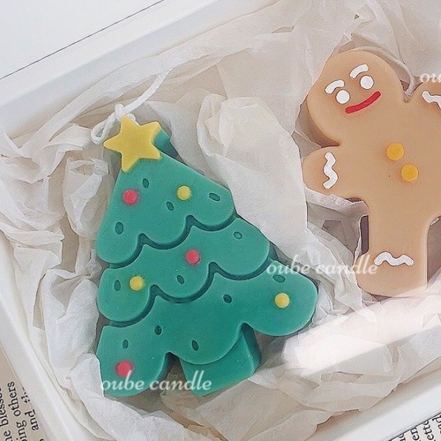 Nến Thơm Tạo Hình Cao Cấp Làm Quà Noel Trang Trí Phòng Hình Cây Thông Giáng Sinh | Oube Candle NTN3