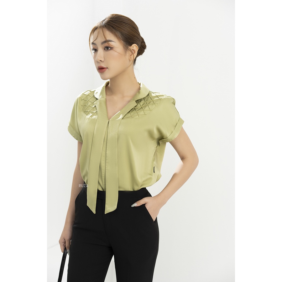 Áo sơ mi tay ngắn thời trang công sở kiểu dáng thiết kế RUZA AN 124