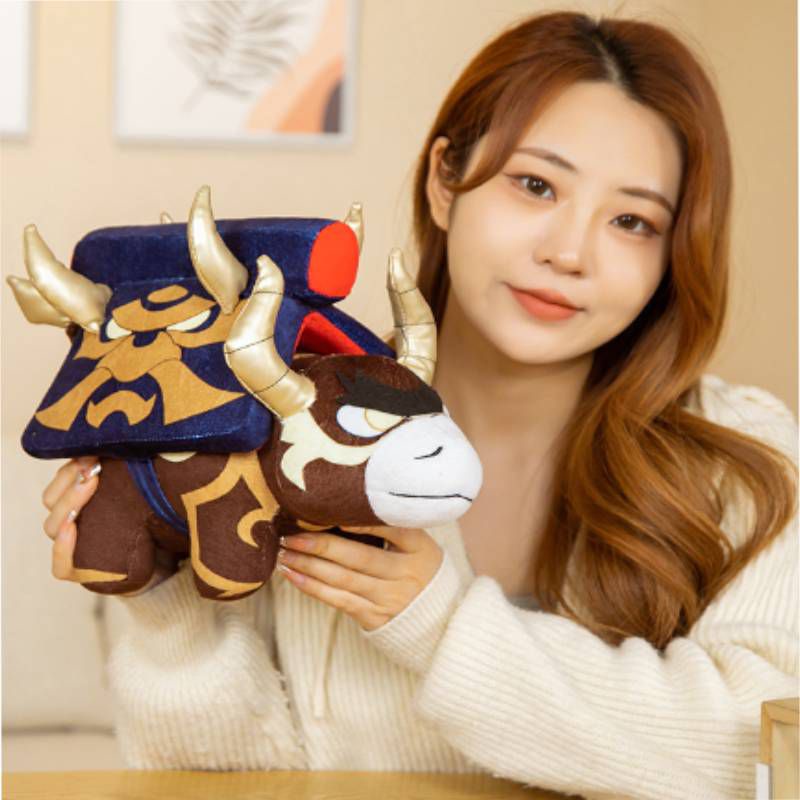Búp Bê Nhồi Bông Hình Bò Sữa Arataki Rock Plushie Itto Genshin Làm Quà Giáng Sinh
